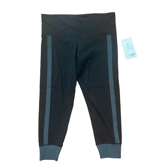 Athleta Womens Size 1X Elation Rib Trim 7/8 Tight Black Gray Activewear NWT - Picture 1 of 8